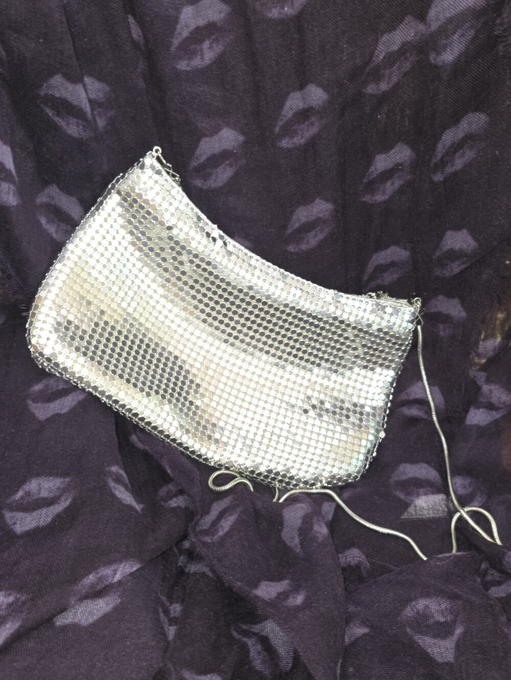 Pacific Connections Silver Mesh Crossbody Bag
